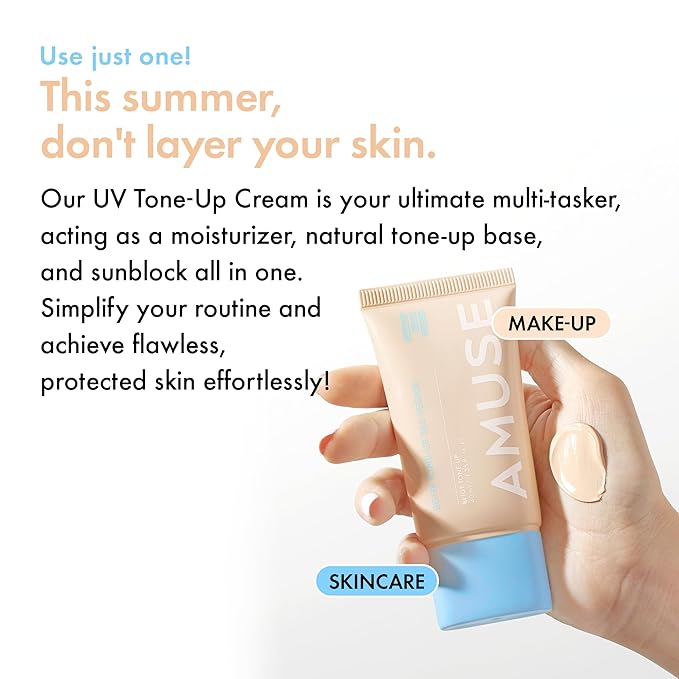 Amuse SEOUL 365 Vegan Beige tone Up Cream - Summer Foundation, Base-skip Tone Up, Beige Color, Natural Coverage, Lightweight, Non-Sticky Facial Lotion, Glow Finish (40ml)
