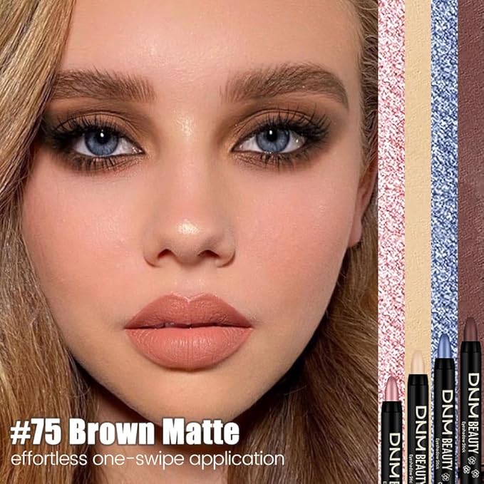 IATMOMOD Brown Matte Cream Eye Shadow Stick Makeup for Women, Brown Matte Eyeliner Pencil Eyeshadow Brightener Stick for Eyes, Waterproof Eyeshadow Applicator Blendable sombras para ojos 75#