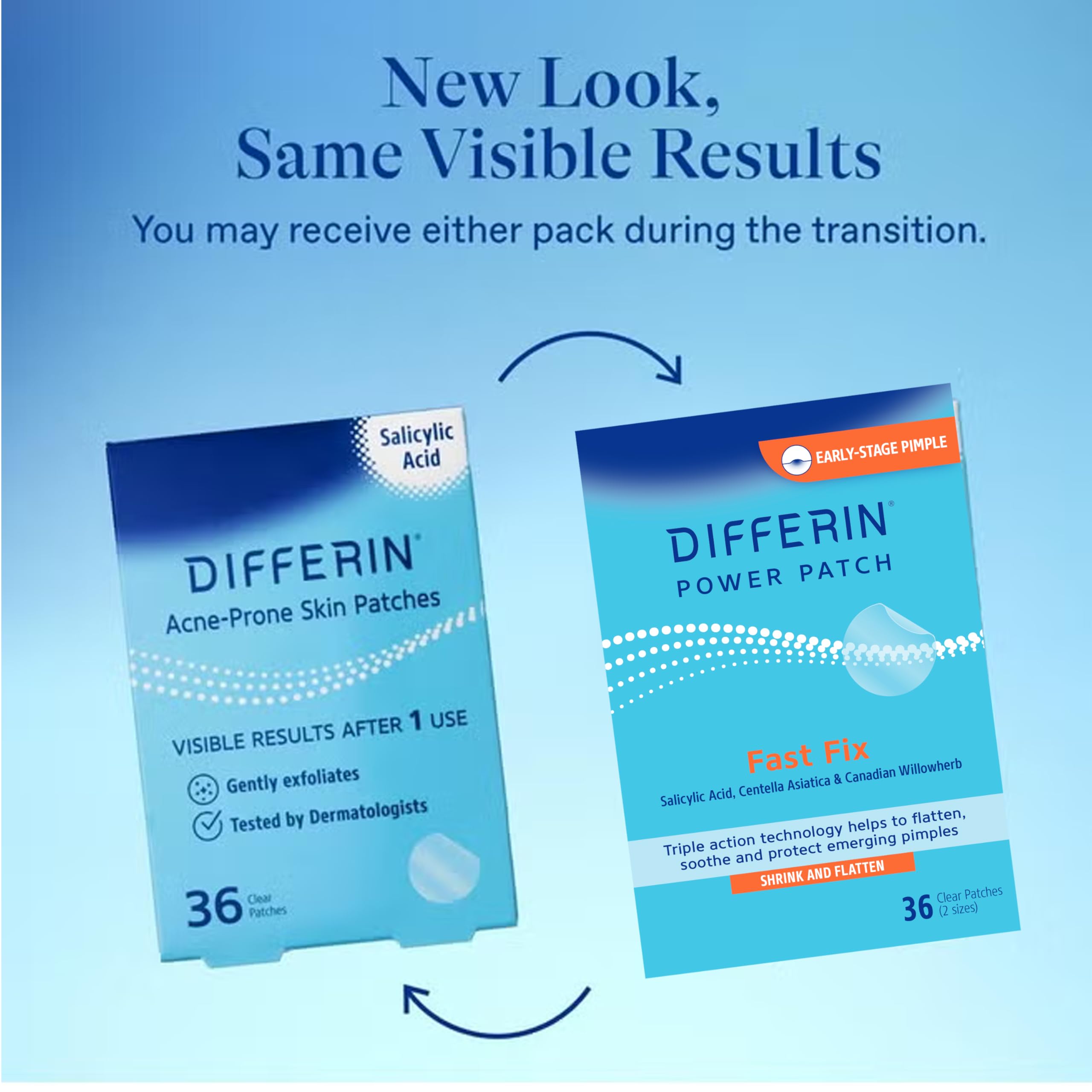 Differin Acne Treatment Pimple Patches, Salicylic Acid & Centella, 36 ct