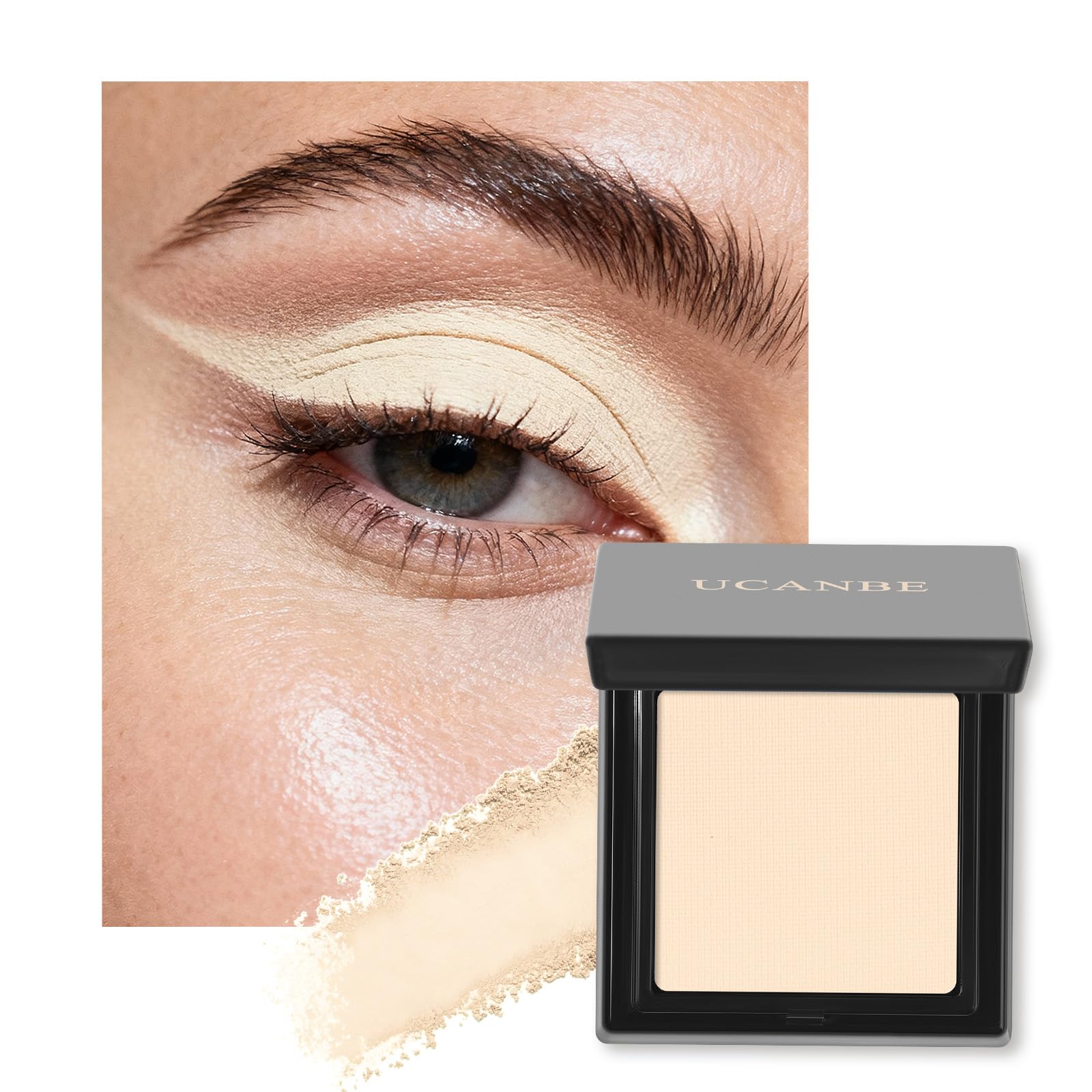 UCANBE Light Beige Single Eyeshadow Palette, Neutral Nude Matte Mini Eye Shadow Primer Base Powder, Highly Pigmented Professional Long-Lasting Waterproof Makeup Pallet