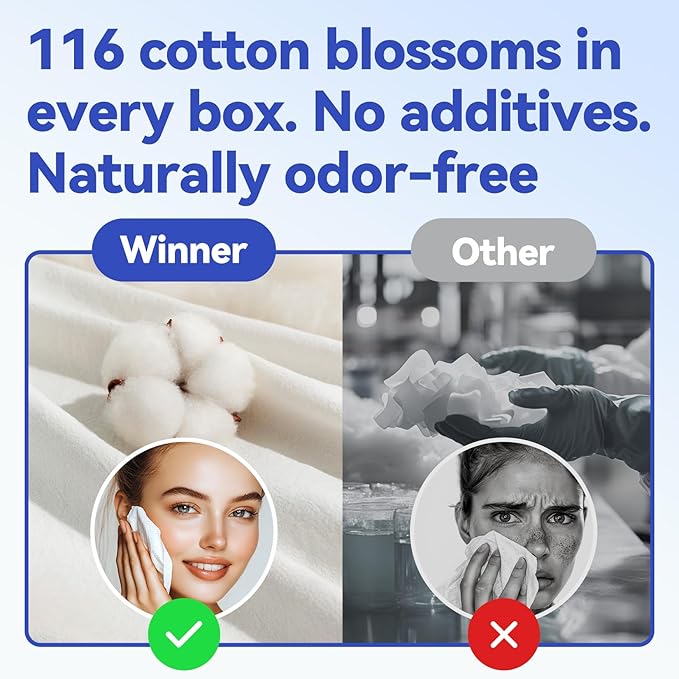 Winner XL Disposable Face Towels, 100% Cotton, 55 Count (Pack of 1)