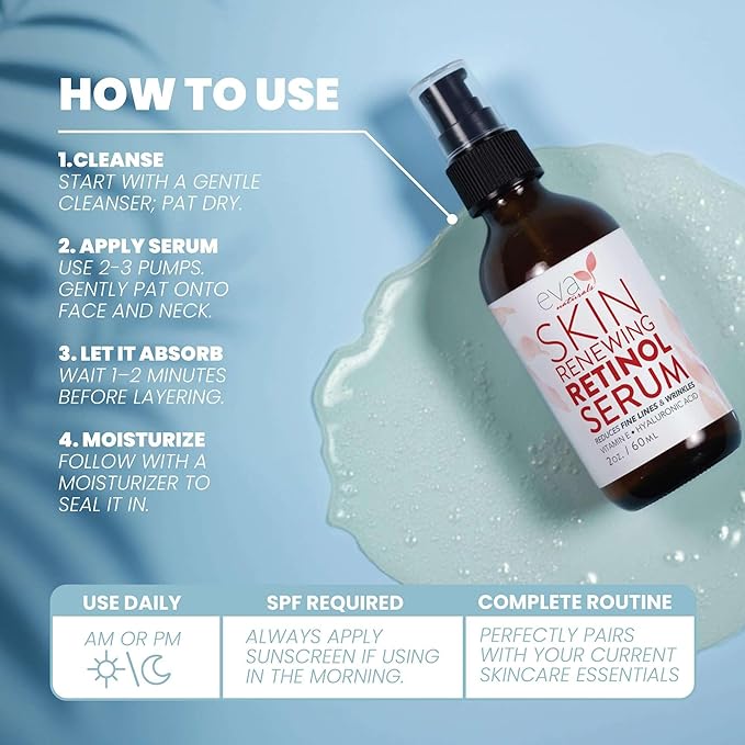 Retinol Serum for Face with Hyaluronic Acid – Lightweight Night Serum for Smoother, Radiant-Looking Skin – Improves the Appearance of Fine Lines & Uneven Tone – 2 oz