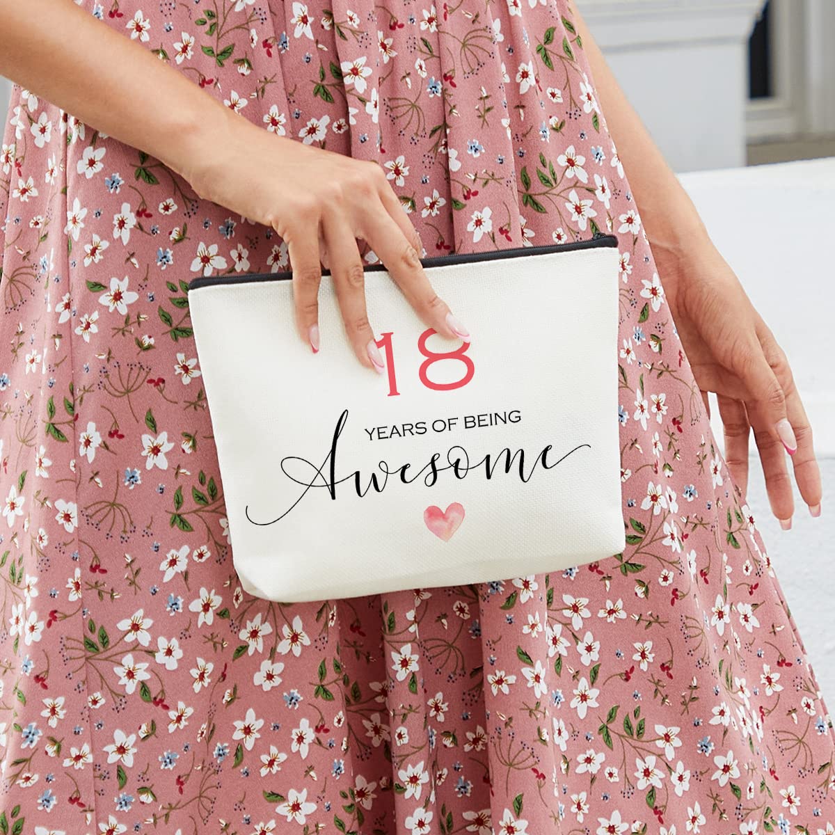 18th Birthday Makeup Bag - Inspirational Gifts for Her, Sister or Mom - Decorations for Women Celebrating 18 Years of Being Awesome