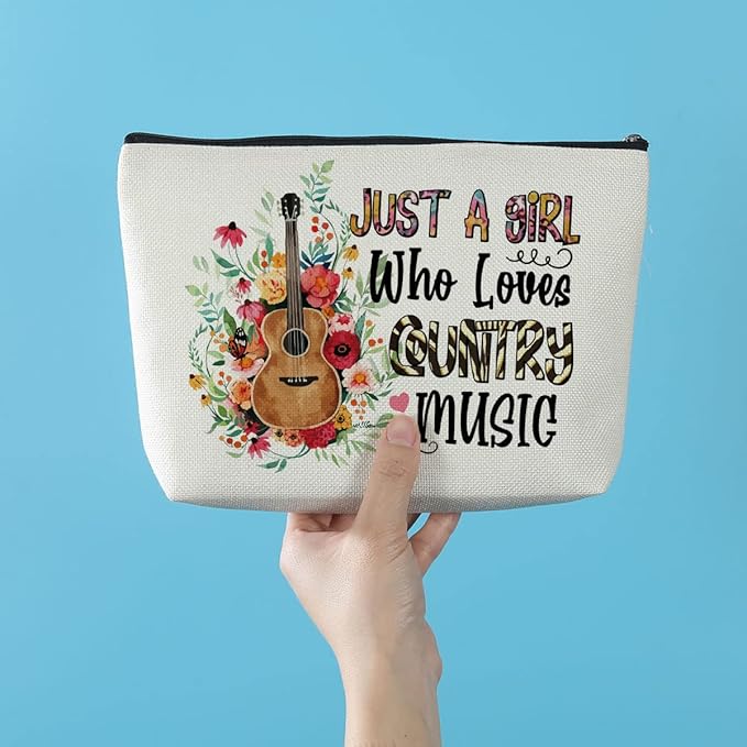 Azteoiz Musical Makeup Bag Country Music Lover Gift Guitar Cosmetic Bags