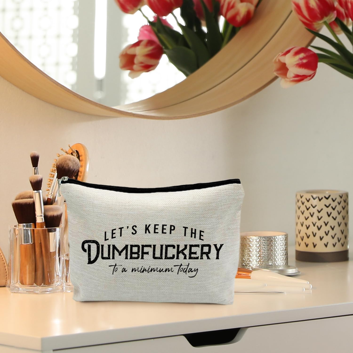 RYYCDOI Funny Makeup Bag - Bad Assed & Cool Gifts for Coworkers & Women - Sarcastic & Gag Gifts - Humor Cosmetic Toiletry Bag