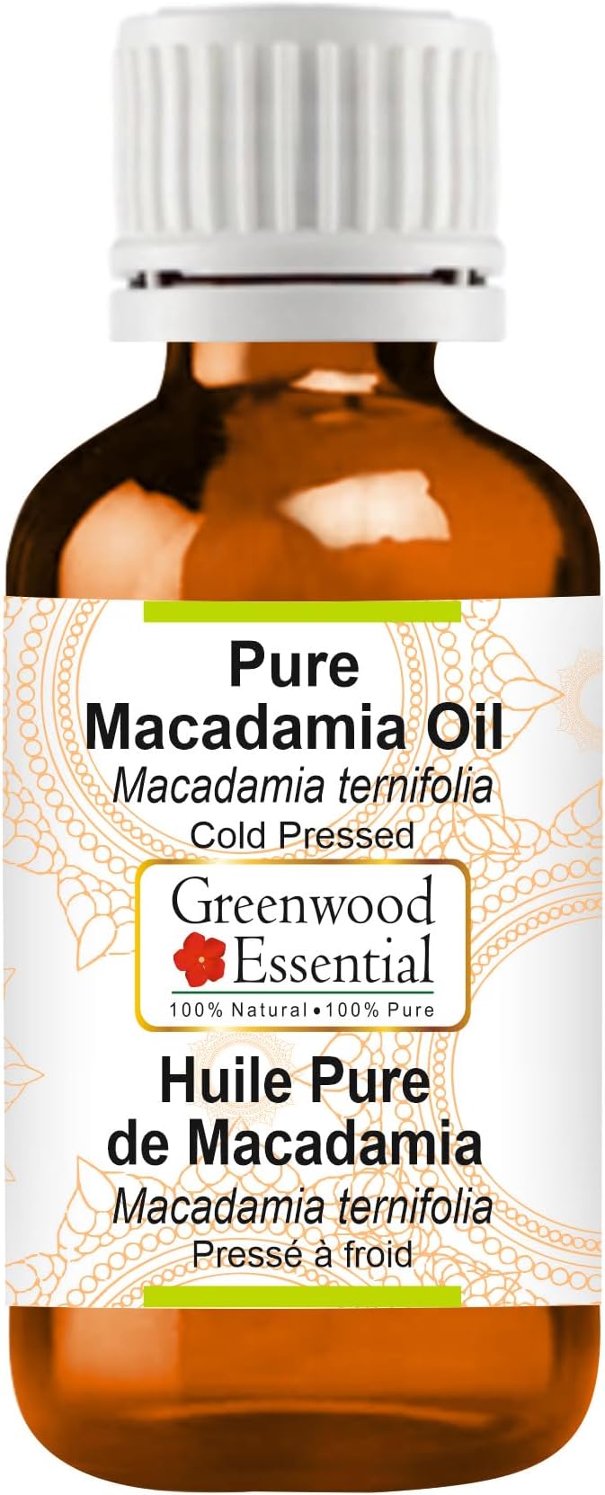 Greenwood Essential Pure Macadamia Oil (Macadamia ternifolia) Cold Pressed 50ml (1.69 oz)