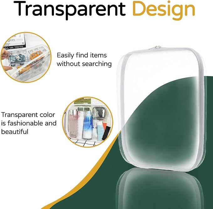 PGAXM 3PCS Clear Hard Plastic Zipper Case, Double Zippers Hard Pouch, Portable Travel Organizer Bin Clear Makeup Bag for Toy Storage, Snack Bag, Cosmetics, Diaper Bag, Toiletry Bag (1L+1M+1S)