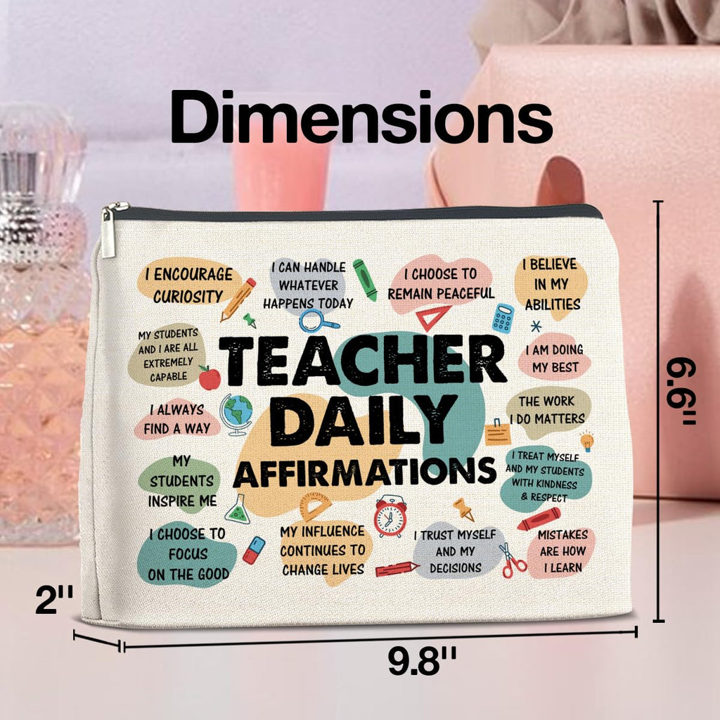 UPNEGE Inspirational Teacher Gifts Makeup Bag, Graduation & Daily Affirmations Zipper Pouch