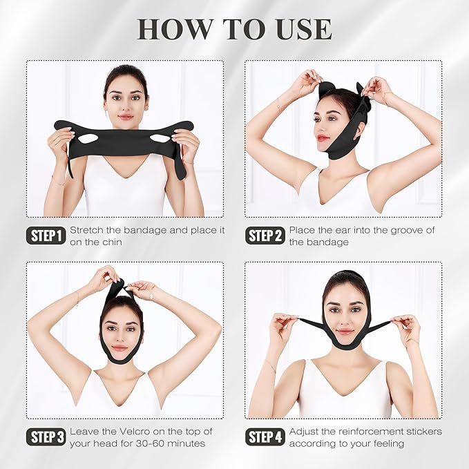 Juskaa Chin Strap for Sleeping,Adjustable Chin Strap,Jaw Strap,Black,L