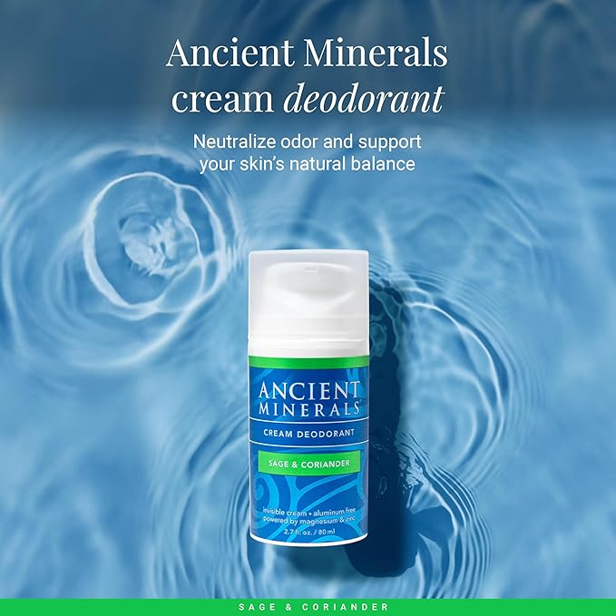 Ancient Minerals Deodorant Cream, Aluminum-Free, Sage & Coriander, 2oz