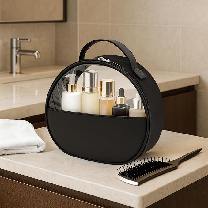 COLGRAM Large Clear Travel Makeup Bag, Waterproof Leak-Proof Toiletry Bag for Women, Simple Large Transparent Cosmetic & Makeup Bag Organizer