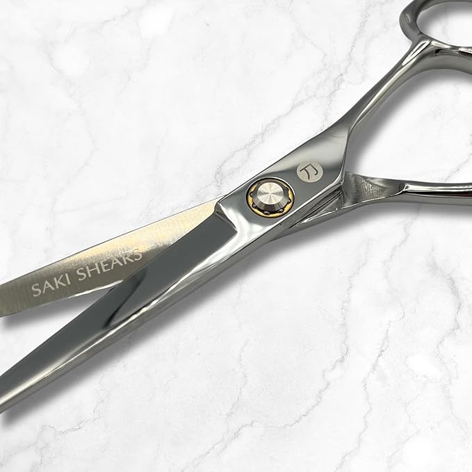 Hair Cutting Scissors for Professionals from Saki Shears - Cuts Wet and Dry Hair - Forged from Japanese 440C Stainless Steel - Sharp, Long Lasting Edge (Steel, 6 Inch Cutting, Right Hand)