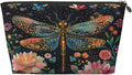 Dultua Mothers Day Gifts Makeup Bag Purse Cosmetic Bag Travel Toiletry Leather Make Up Bags for Mom Wife Women Daughter Floral Dragonfly