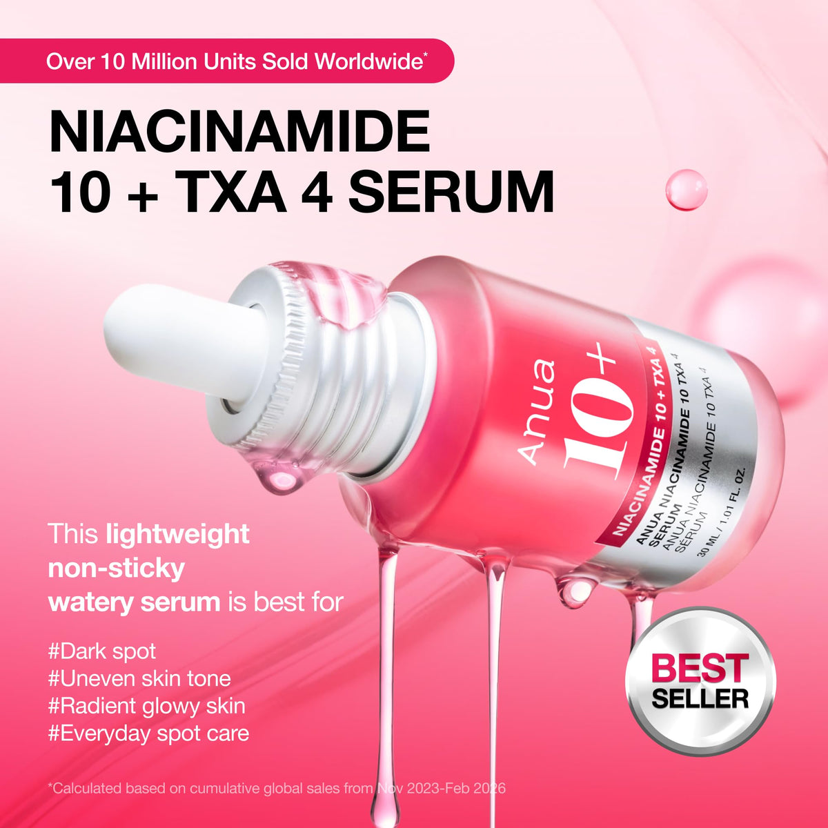 Anua Niacinamide 10 + TXA 4 Serum, Korean Skincare, 1.01 fl.oz