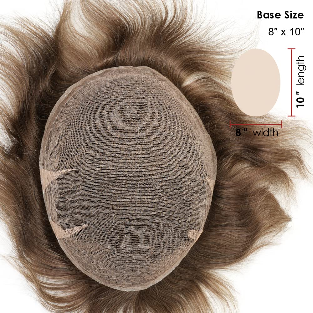 Lordhair Hair System for Men Real Human Hair Full French Lace Mens Hair System Size 8x10 inches Mens Toupee #7