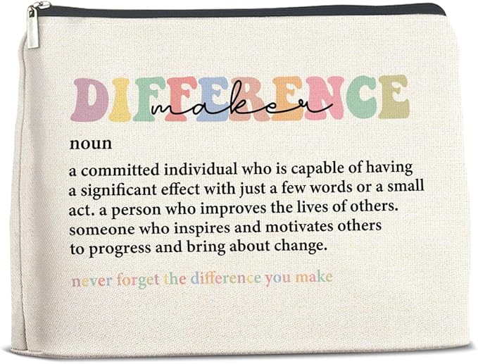 UPNEGE Difference Maker Makeup Bag Thank You Gifts for Mentor Leader Coach Boss Manager Leaving Retirement New Job Going Away, Difference Maker Gifts Cosmetic Bag Zipper Makeup Pouch