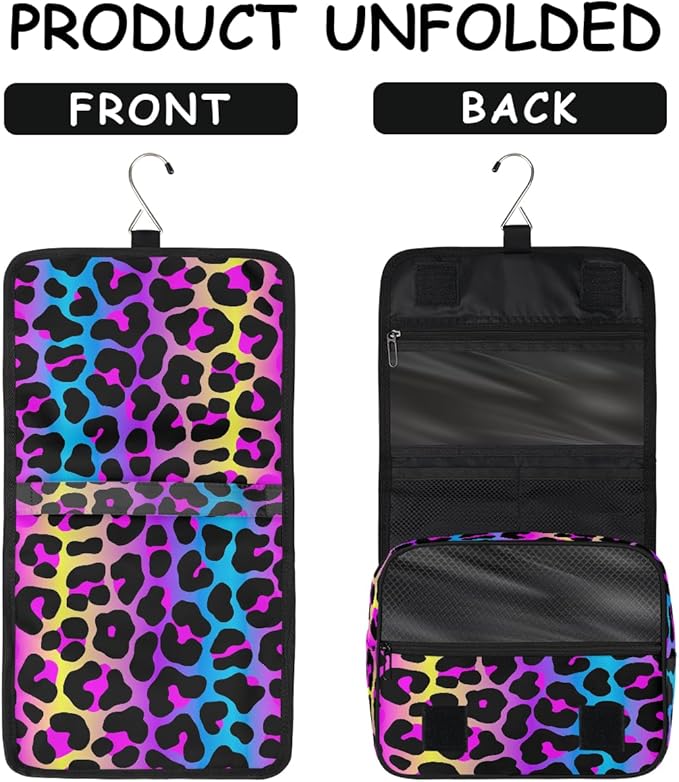 Leopard Travel Toiletry Bag Women Men Hanging Cosmetic Organizer Portable