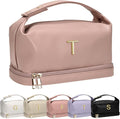 Vogewood Graduation Gift for Teens-Initial PU Leather Cosmetic Bag Handle