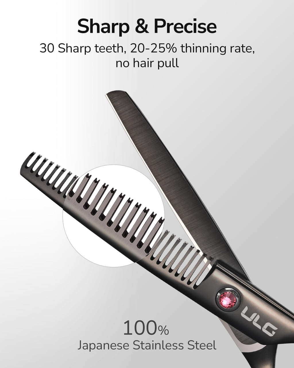 ULG Hair Thinning Scissors Professional Barber’s Texturizing Teeth Shears for Hairdressing, Salon and Home Use Thinning Shears for Hair Cutting, Made of Japanese Stainless Steel, 6.5 inch