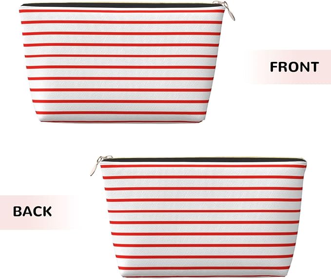 Dultua Mothers Day Gifts Makeup Bag Purse Cosmetic Bag Travel Toiletry Leather Make Up Bags for Mom Wife Women Daughter White Red Line