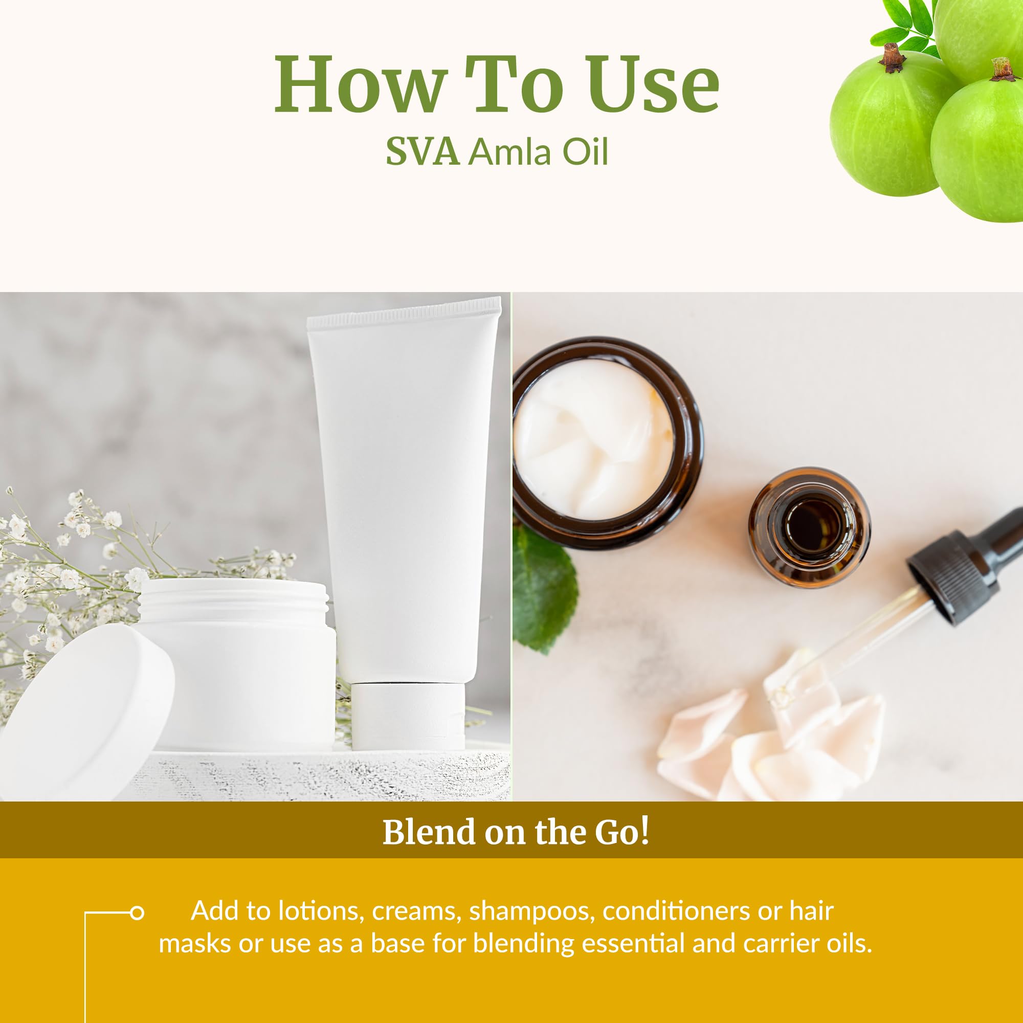SVA Amla Oil 4oz (118ml) Premium Carrier Oil with Dropper for Hair Care, Hair Oiling, Scalp Massage, & Skin Care