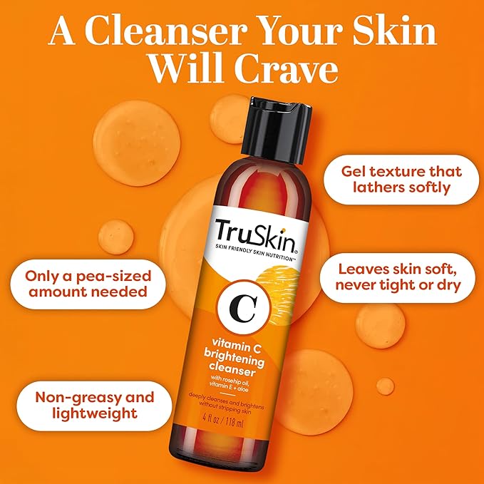 TruSkin Vitamin C Brightening Face Wash with Rosehip Oil, 4 fl oz