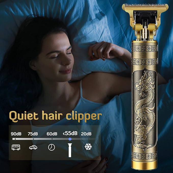PXLISIE Professional Cordless Hair Trimmer, T-Blade Clippers for Men, Zero Gapped Rechargeable Beard Trimmer, Hair Cutting Kit With Guide Combs, Ear Spoon Tool Set