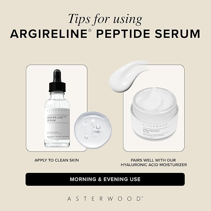 Asterwood Argireline Serum, Anti-Aging Peptide with Hyaluronic Acid 1 Fl Oz