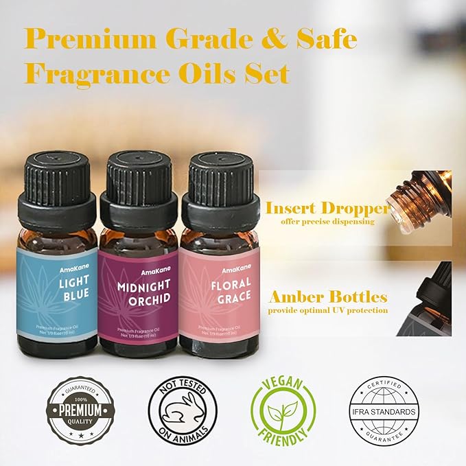 AmaKane Feminine Fragrance Oil Set, Women Essential Oils for Diffuser, Floral & Fruity Soap Candle Making Scents, Aromatherapy Oils for Home Fragrance and DIY
