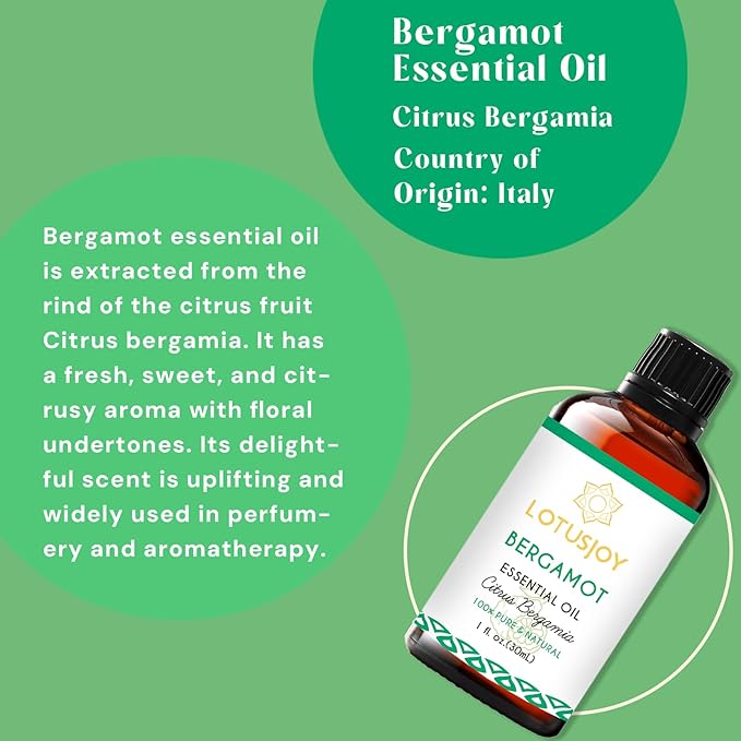 LOTUSJOY Citrus Bergamot Essential Oil for Diffuser, Skin, Hand Soap, 1 Oz