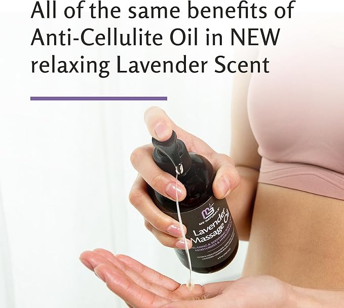 Lavender Sensual Massage Oil with Collagen and Stem Cells, Skin Tightening Therapy for Bum, Thighs, and Belly, Fast-Absorbing Cellulite Oil, 8 fl oz by M3 (Pack of 2)