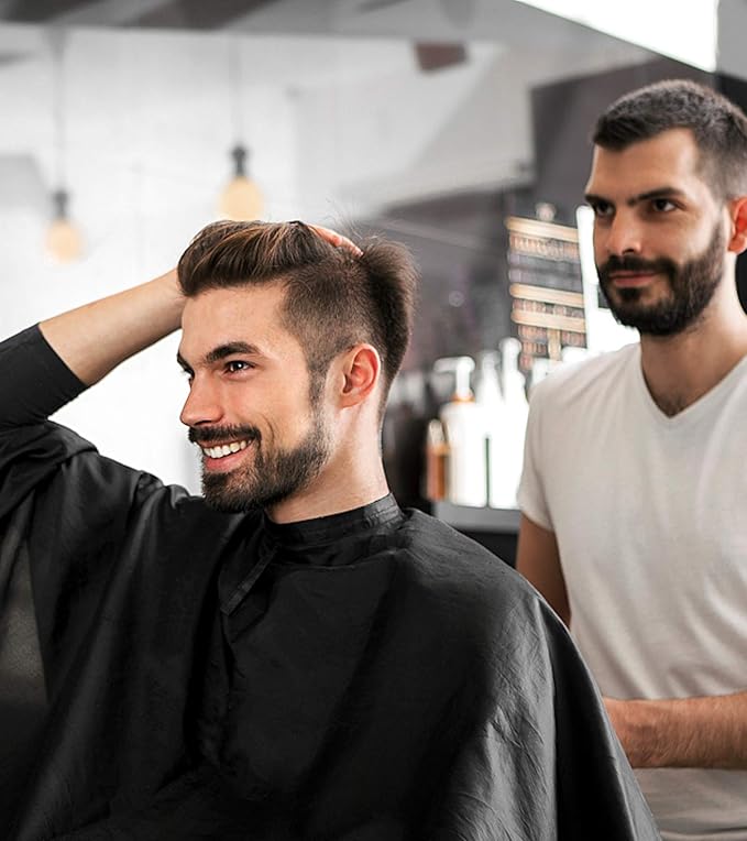 ST-BEST-P Haircut Cape Black Hair Cutting Salon Barber Capes Waterproof hairdressing for Clients Men Adults (8PCS-Barber Capes)