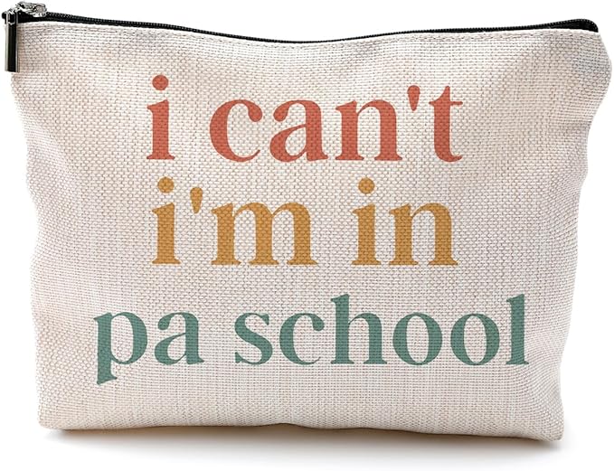 QGFM Physician Assistant Gifts for Women, Physician Assistant Makeup Bag, Physician Assistant PA Week Gifts, Medical Assistant Gifts, I Can't I'm in PA School Funny Cosmetic Bag Toiletry Bag