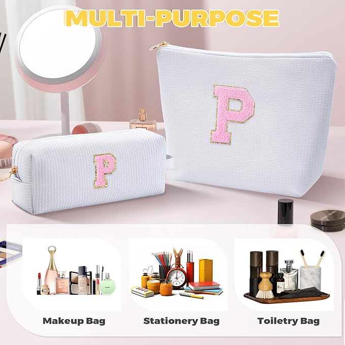 Btffitting Gifts for Teen Girls Women - Birthday Gifts for 10 11 12 13 14 15 16 17 18 Years Old Girl,Makeup Bag Cosmetic Bag,Teacher Gift Trendy Stuff Toiletry Bag - White,P