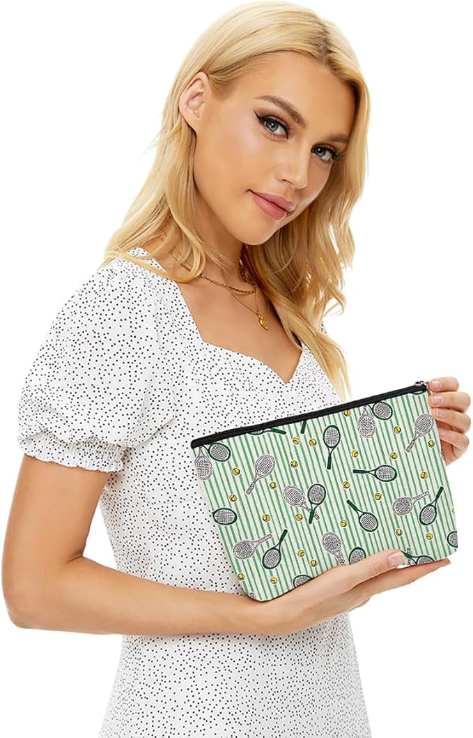 Blue Leaves Inspirational Tennis Makeup Bag Accessories Cosmetic Bag