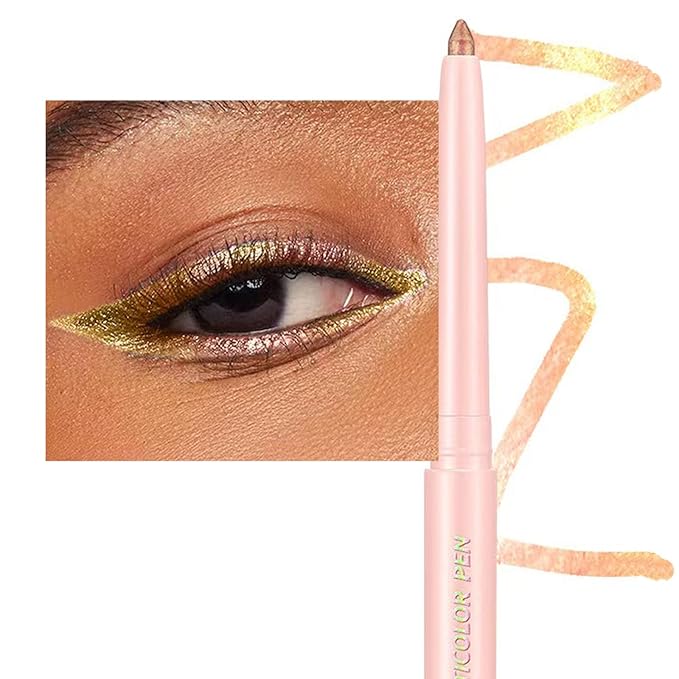 TWLBXMG Chameleon Eyeliner Pen, Metallic Shimmer Color Changing Eye liner Pencil, Waterproof Long Lasting Eyeshadow & Eyeliner 2 in 1, Highly Pigmented Smudge Proof # 01