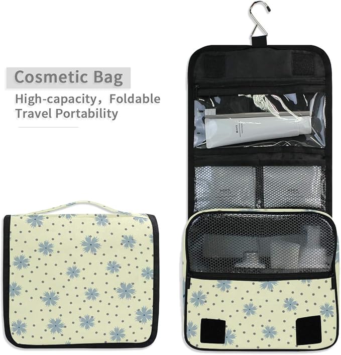 senya Hanging Travel Toiletry Bag Flowers Round Dot Kit Makeup Case Cosmetics Organizer for Men Women overnight