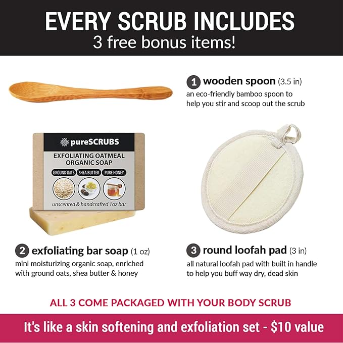 pureSCRUBS Premium Lemongrass Body Scrub Set, Gentle Exfoliating Salt Scrub