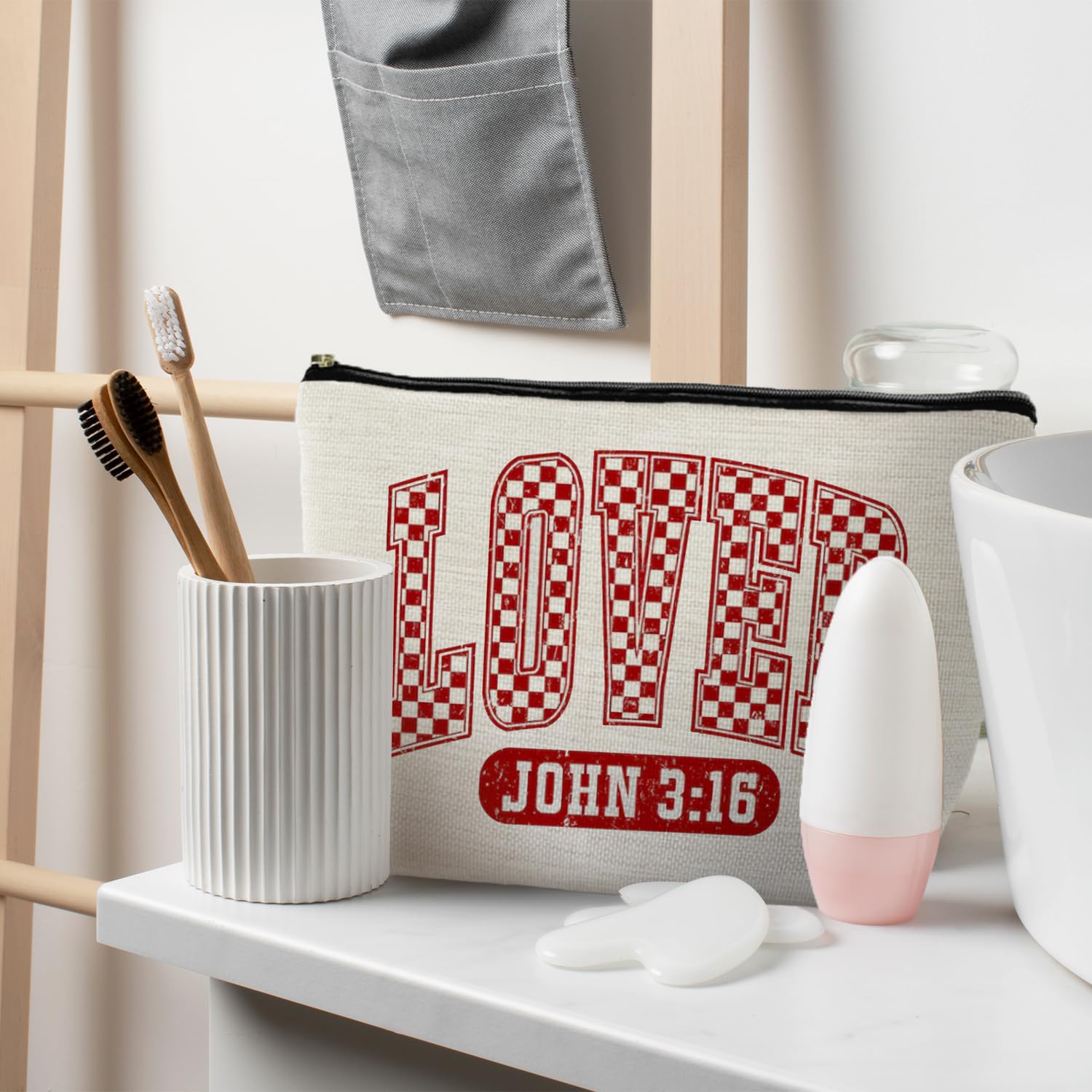 RYYCDOI Loved John 3:16 Bible Verse Makeup Bag, Trendy Christian Cosmetic Bags for Women, Christian Gifts for Women Makeup Pouch, Faith Based Gifts Zipper Pouch