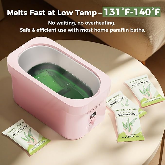 GIRLEARLE Paraffin Wax Refills 10 Packs for Paraffin Wax Bath Machine - for Dry Cracked Skin on Hands, Feet, Elbows - Moisturizing Hydration to Relieve Stiff Muscles & Joints (Aloe vera)