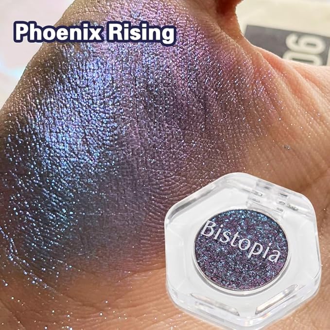 Bistopia Holographic Glitter Single Eyeshadow, Pearlescent Shimmer Metallic Cream Powder Eye Makeup, Blendable Long Lasting Waterproof, Multi-Use Face Highlighter, 2g. (Phoenix Rising)