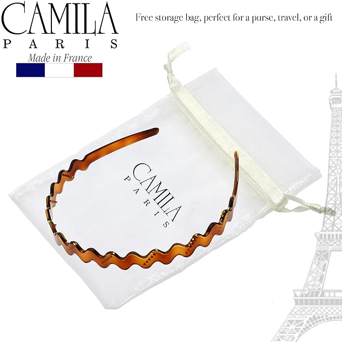 Camila Paris CP3881 French Headband for Women, Tortoise Shell, Strong Hold Grip Women's Hair Band, Ligth and Very Flexible, No Slip Durable Styling Girls Hair Accessories, Made in France