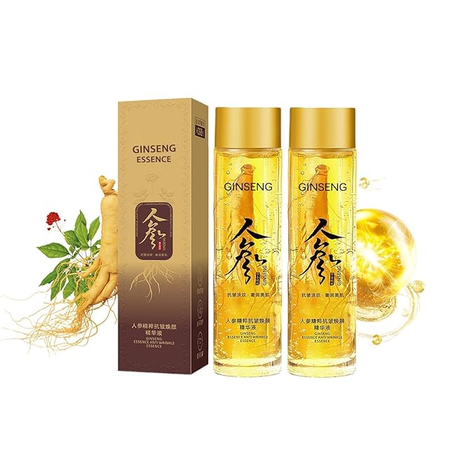 Dosoecse 240ML Peptide Anti-Wrinkle Ginseng Serum, Hydration Ginseng Oil Essence Water, Ginseng Essence Anti Wrinkle Essence, Ginseng Serum for Tightening Sagging Skin Reduce Fine Lines (2Bottle)