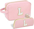 Sernaxi Personalized Initial Makeup Bag Waterproof Leather Cosmetic Bag Travel Toiletry Bag, Valentine’s Day Gift Makeup Organizer Case & Makeup Pouch for Women Teen Girls Mom Girlfriend Wife