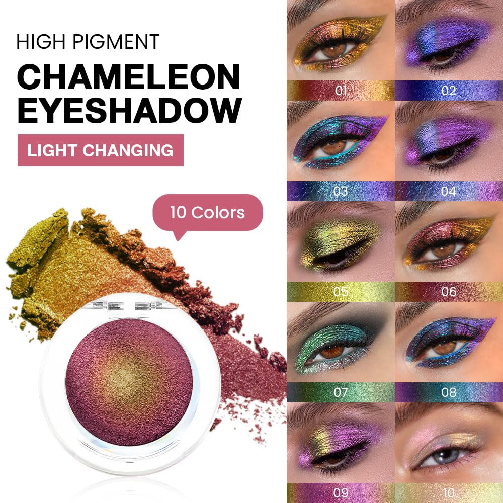 evpct Rose Red Gold Shimmer Sparkle Chameleon Duo Chrome Multichrome Gothic Iridescent festival Eyeshadow Palette, Single Mini Eye Shadow Palette Makeup for Older Women, Glitter Eyeshadow Stick, 01