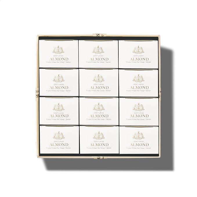 Caswell-Massey Almond Natural Bar Soap Gift Set - Moisturizing Triple-Milled Body Soap for Men & Women - Plant-Based with Essential Oils for Soft Skin, Cruelty-Free, USA Made, 12 Bars x 5.8 oz