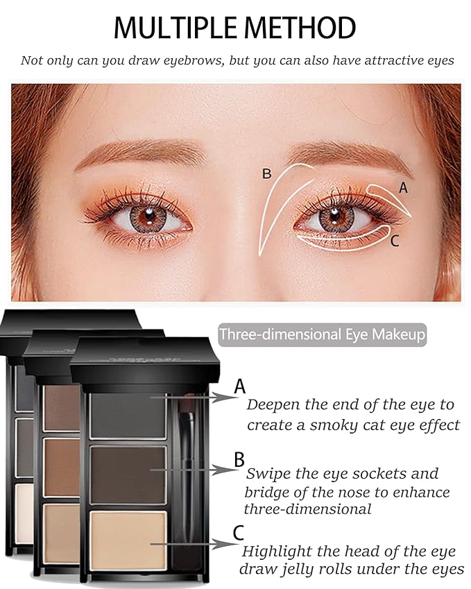 Eyebrow Powder Kit,Waterproof Eye Brow Tinting Filler Palette Set for Women
