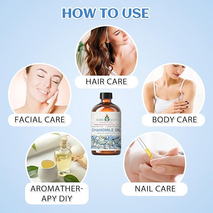 EVOKE OCCU Chamomile Essential Oil for Skin Hair & Diffuser