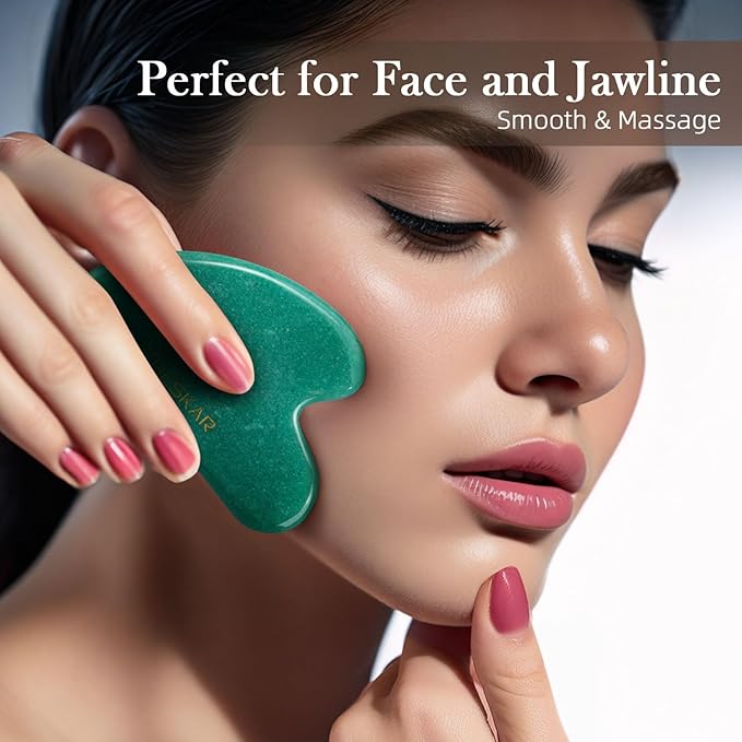 BESKAR Gua Sha Facial Tools, Natural Jade Stone Guasha Massager
