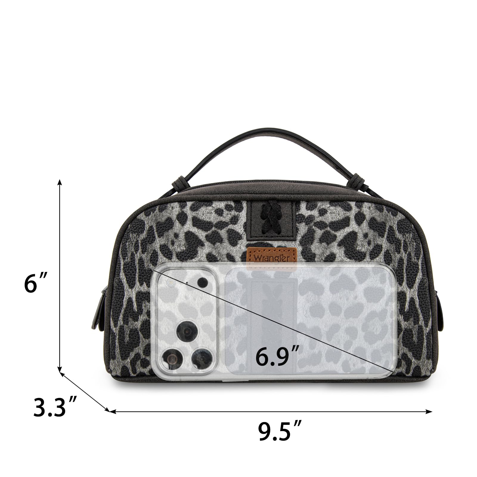 Montana West Wrangler Makeup Bag Western Travel Toiletry Bag for Women Small Cosmetic Bag Make Up Pouch Portable Organizer for Toiletries Accessories, Travel Essentials,Leopard,WG-MB-2211-1901-LP-BK